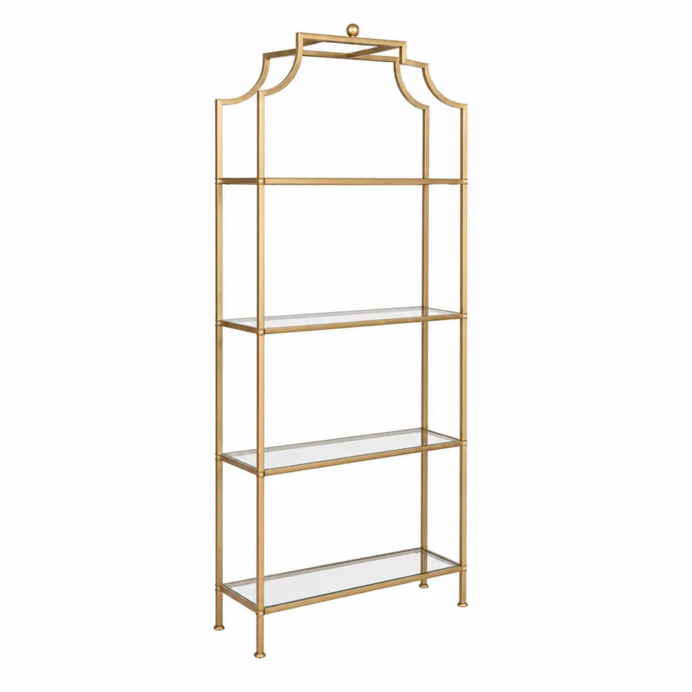 Regał z metalu złoty ze szkłem hartowanym 180cm x 80cm x 30cm