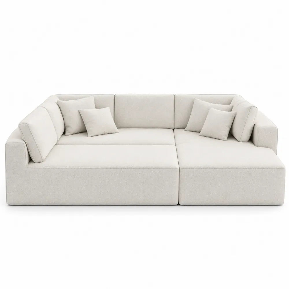 Narożnik modułowy z tkaniny w kolorze Beżowym 230x150x85 cm