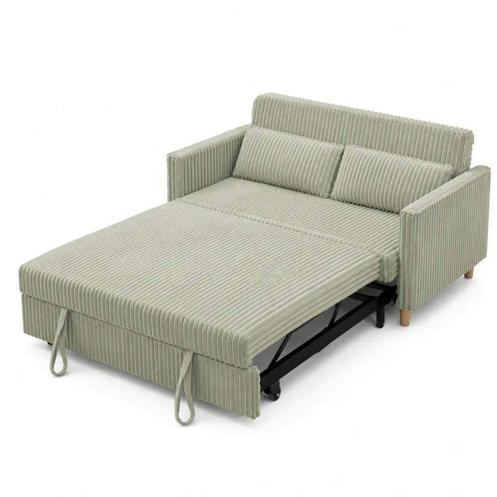 Sofa rozkładana miętowa sztruks 230x150 cm