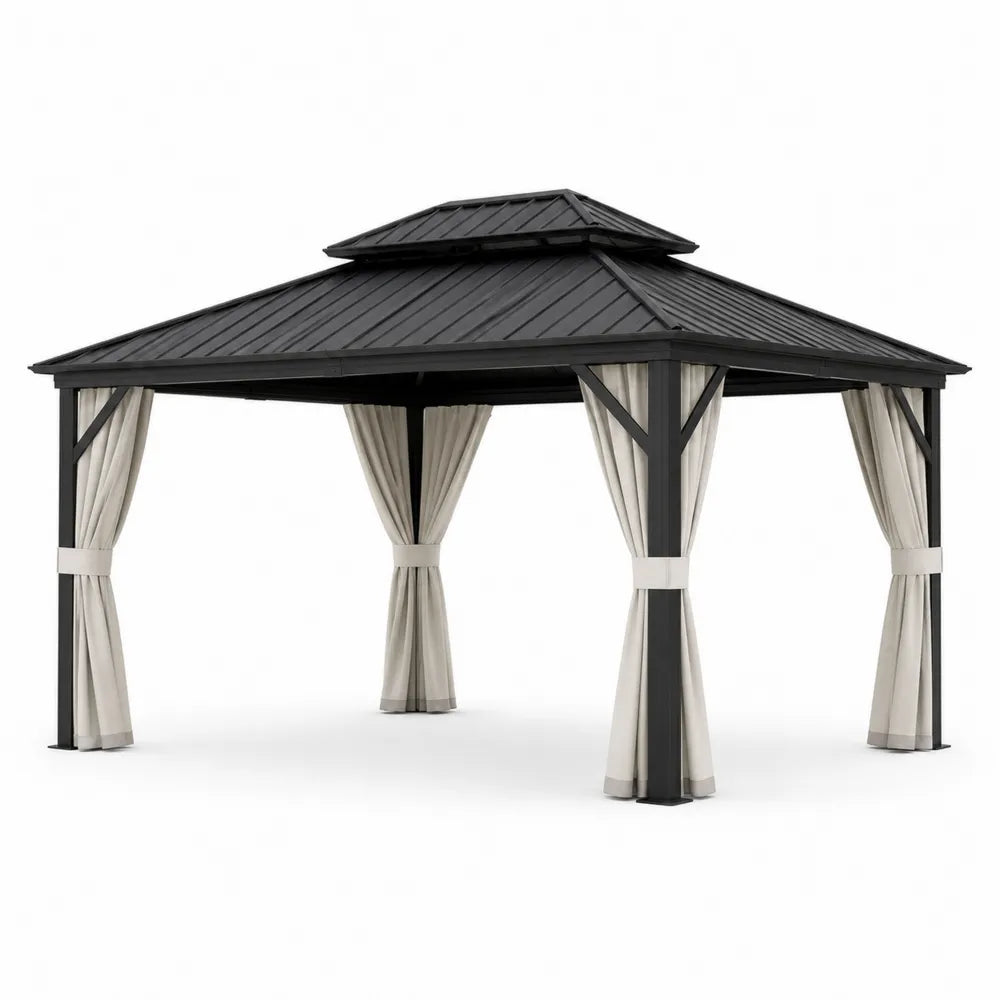 Altana ogrodowa 3,5x3,5 m z aluminium i zasłonami poliestrowymi