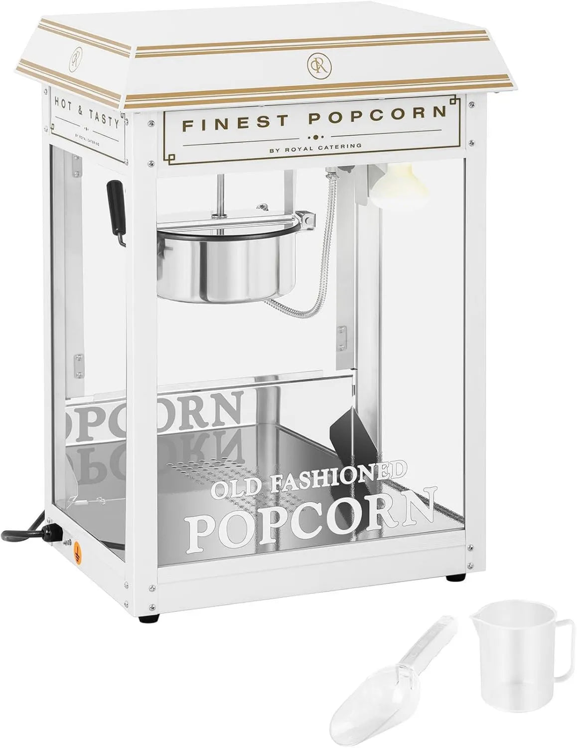 Royal Catering, Popcorn maszyna, Dystrybutor, 500 W, 220 do 270°C, 5 kg, Profesjonalne, Usługi restauracyjne, Biały