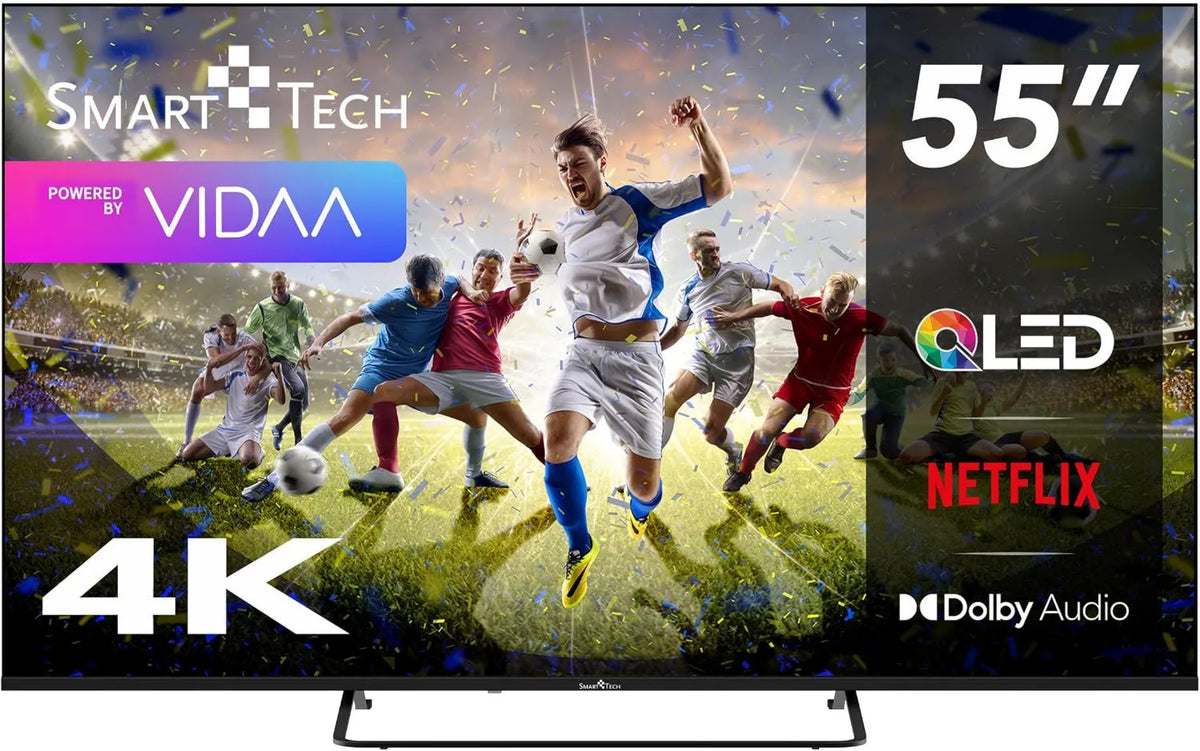 Smart Tech telewizor, Smart TV 55QV02K 3xHDMI, 139 cm, 3 HDMI, 2 USB, TV, 4K UHD, QLED, HDR, dźwięk Dolby, HDR 10, Dolby Audio, 2xUSB
