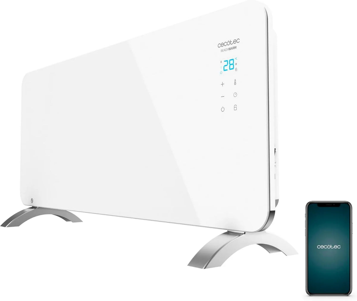 Cecotec grzejnik elektryczny, 2000 W. Elektryczny grzejnik, 2000 W, WiFi, tłumik, Gotowe Ciepło 6750 Crystal Connection, sterowanie za pomocą smartfonu, 2 tryby