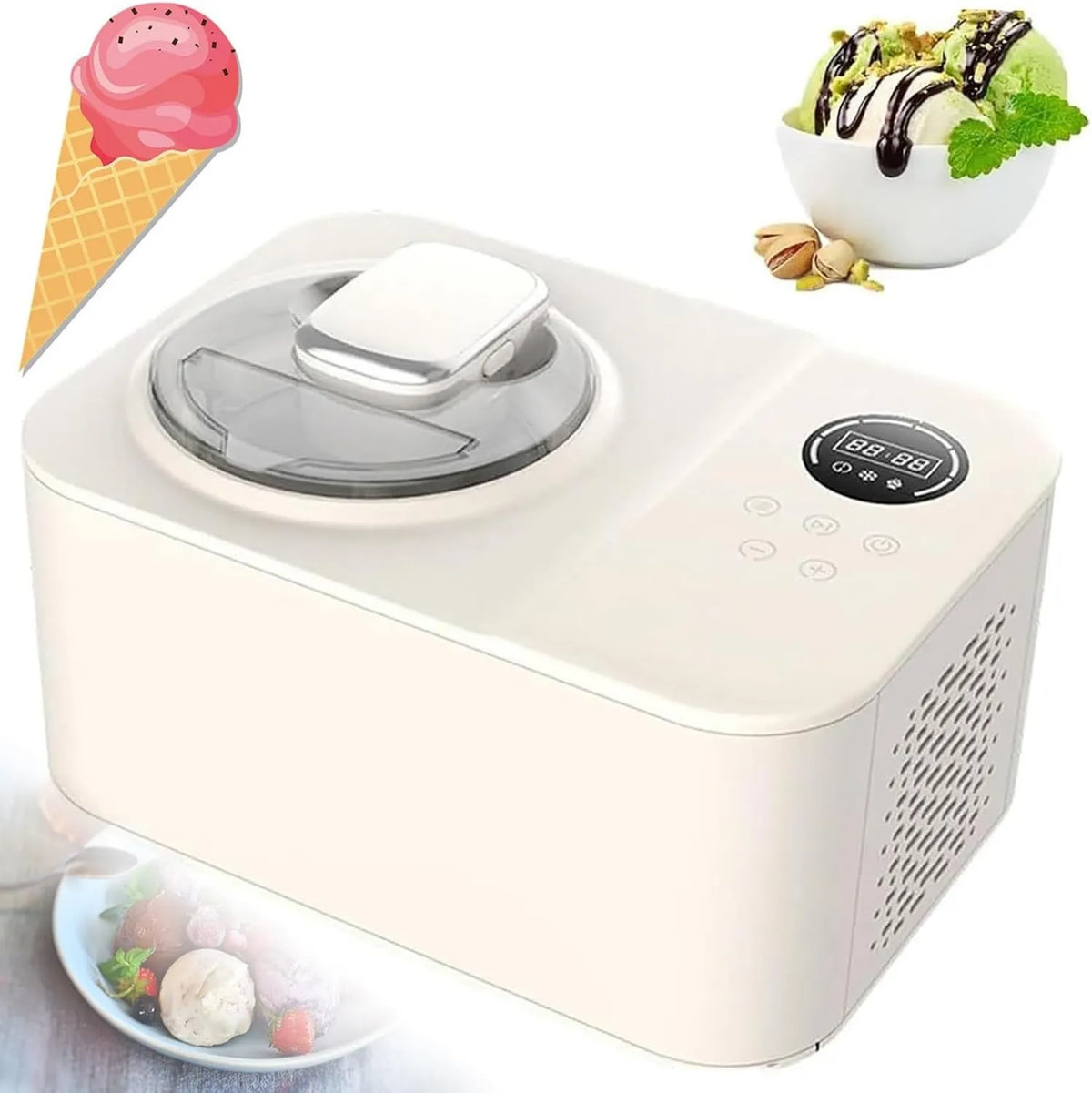 STWBHW, Maszyna do jogurtu, kostkarka do lodu i sorbetu, 1.2 l, Dotknięcie, Czas