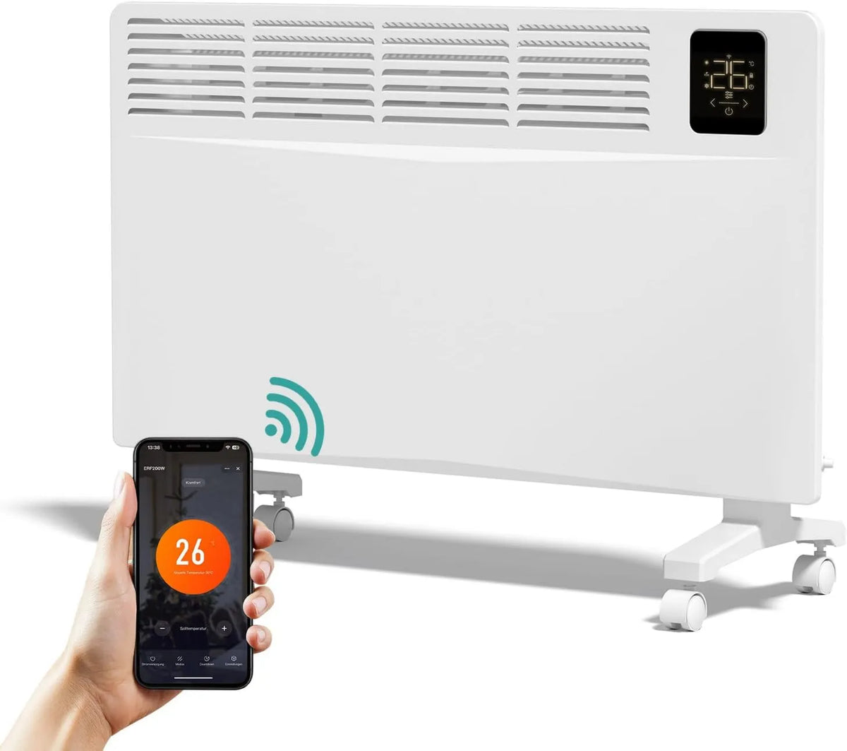 EMKE, Elektryczna grzejnik, 2000 W, WiFi, aplikacja, biały