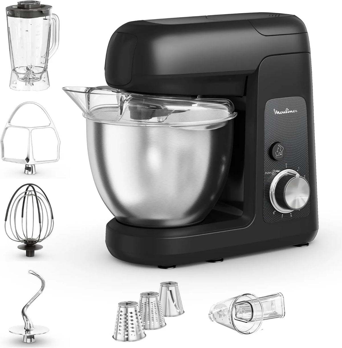 Moulinex mikser planetarny, Blender, 4, 6 l, 1100 W, stal nierdzewna, czarny, piec partner piec