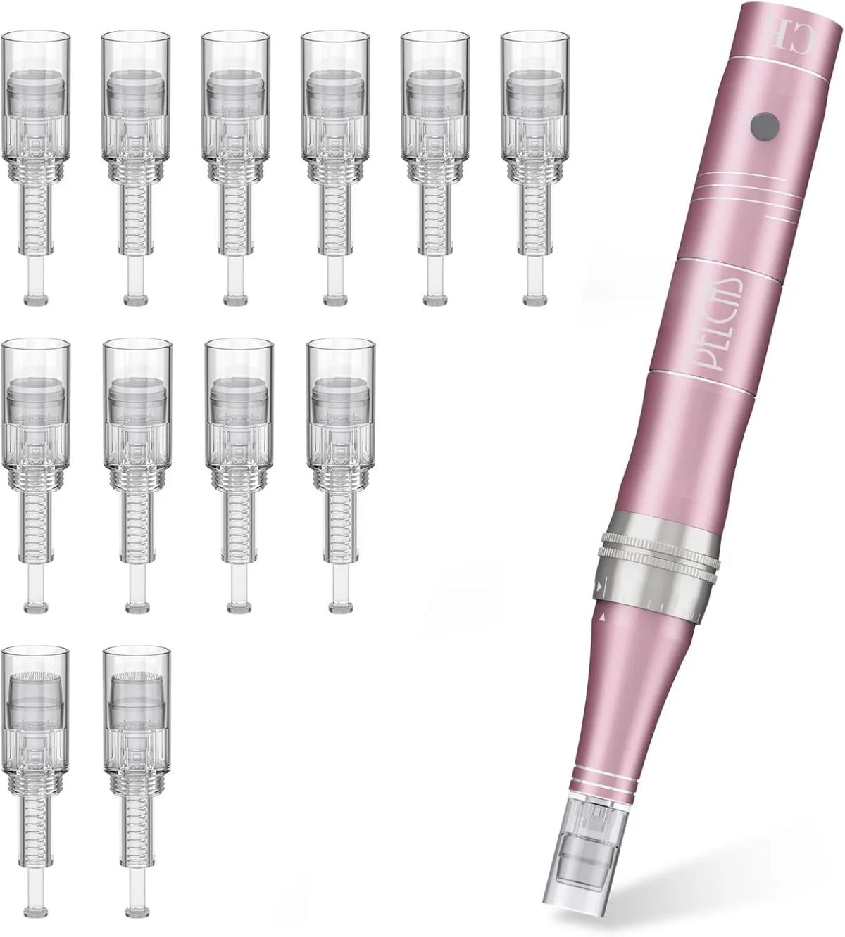 PELCAS, Skóra echillująca, Microneeeeeding Pen z 12 Wkłady i 3 Speedy, Microneedling twarzy, Pielęgnacja twarzy / Cou / Stojak na oczy