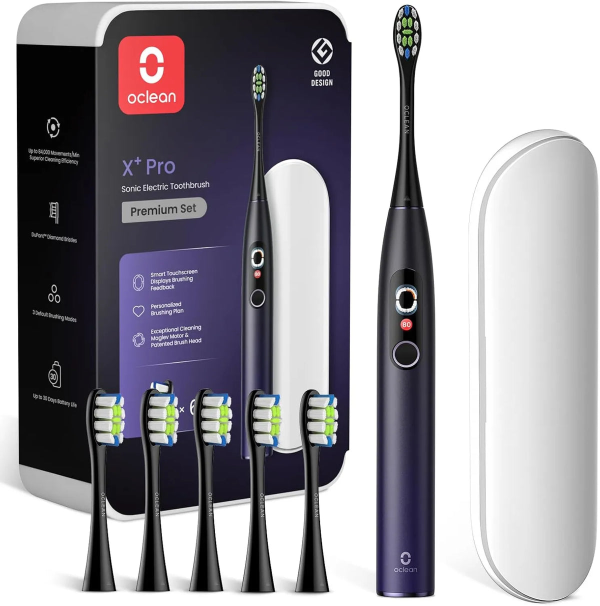Oclean, Szczotka, szczotka z zębami wielokrotnego ładowania, dotyk, zegar, 3 tryby