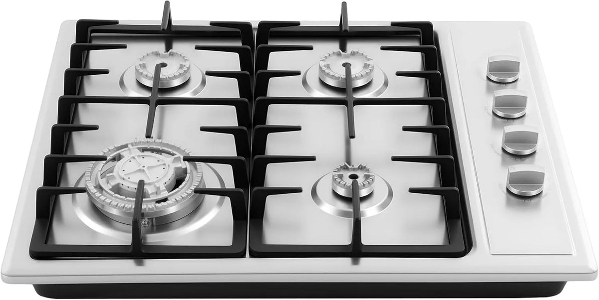 Płyta gazowa, 5750 W, 59 cm, 4 palniki, stal nierdzewna, Kuchenka gazowa do zabudowy, gaz ziemny/propan