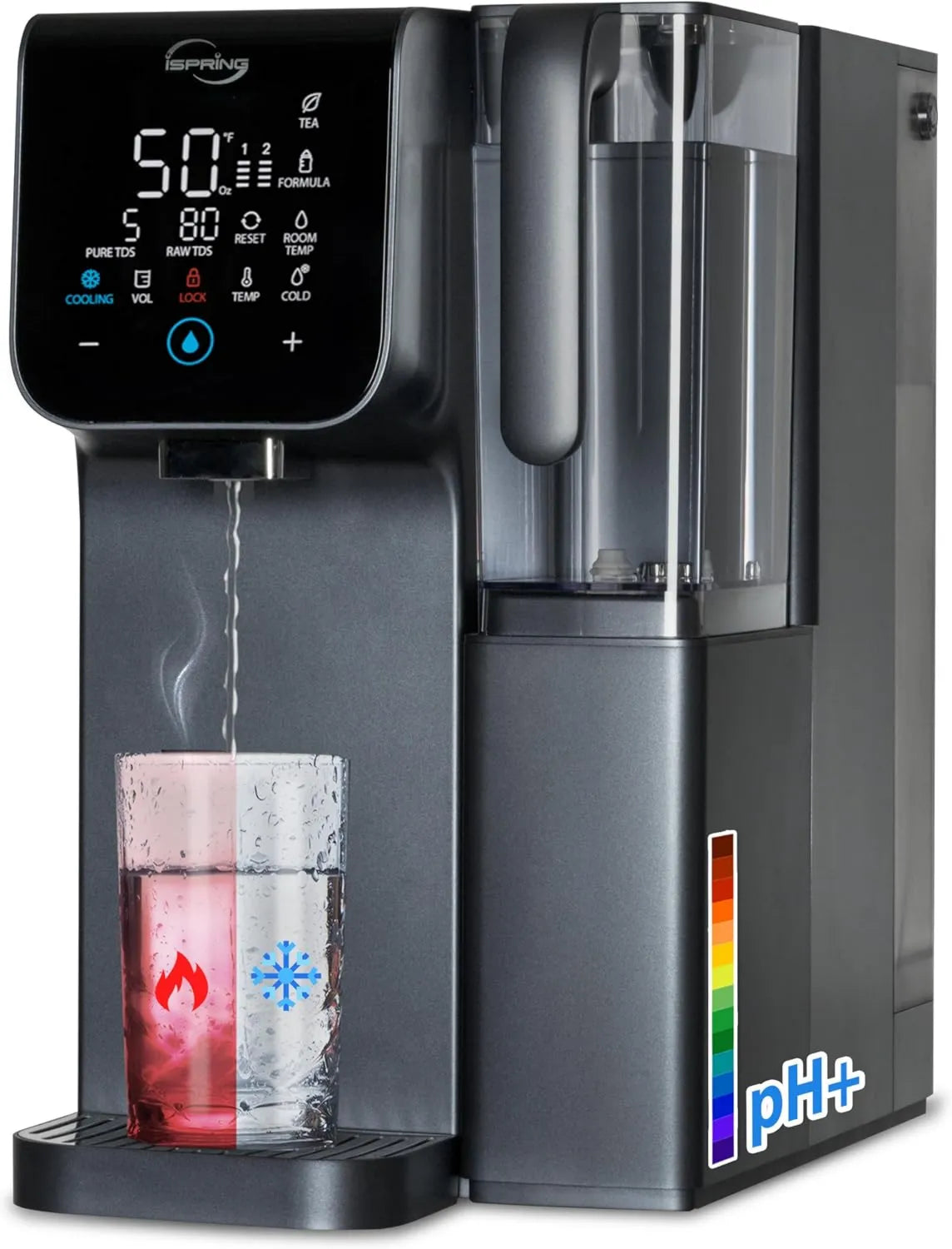 iSpring, RCD100HCG Distributor, d- Osmosis Inverse z ciepłą wodą i zimno na Comptoir