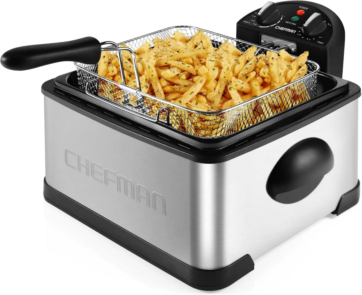 Chefman, Regulowany, Maszyna, 4.5 l, licznik czasu, 5 Litrów głębokiego frytkownika z koszykiem do użytku domowego