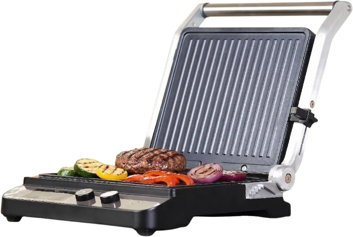 BLACK+DECKER grill elektryczny, czarny+DECKER czarny+DECKER czarny+DECKER czarny+DECKER Grill, 2000 W, wyświetlacz LCD, 2 strefy temperaturowe, funkcja ogrzewania, czarny