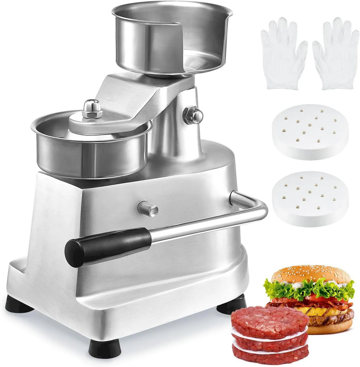 VEVOR, SUS304 Burger maszyna, Grill, Prasa, 100 mm, profesjonalna stal nierdzewna, do Hamburgerów Galetki Grill Piknik