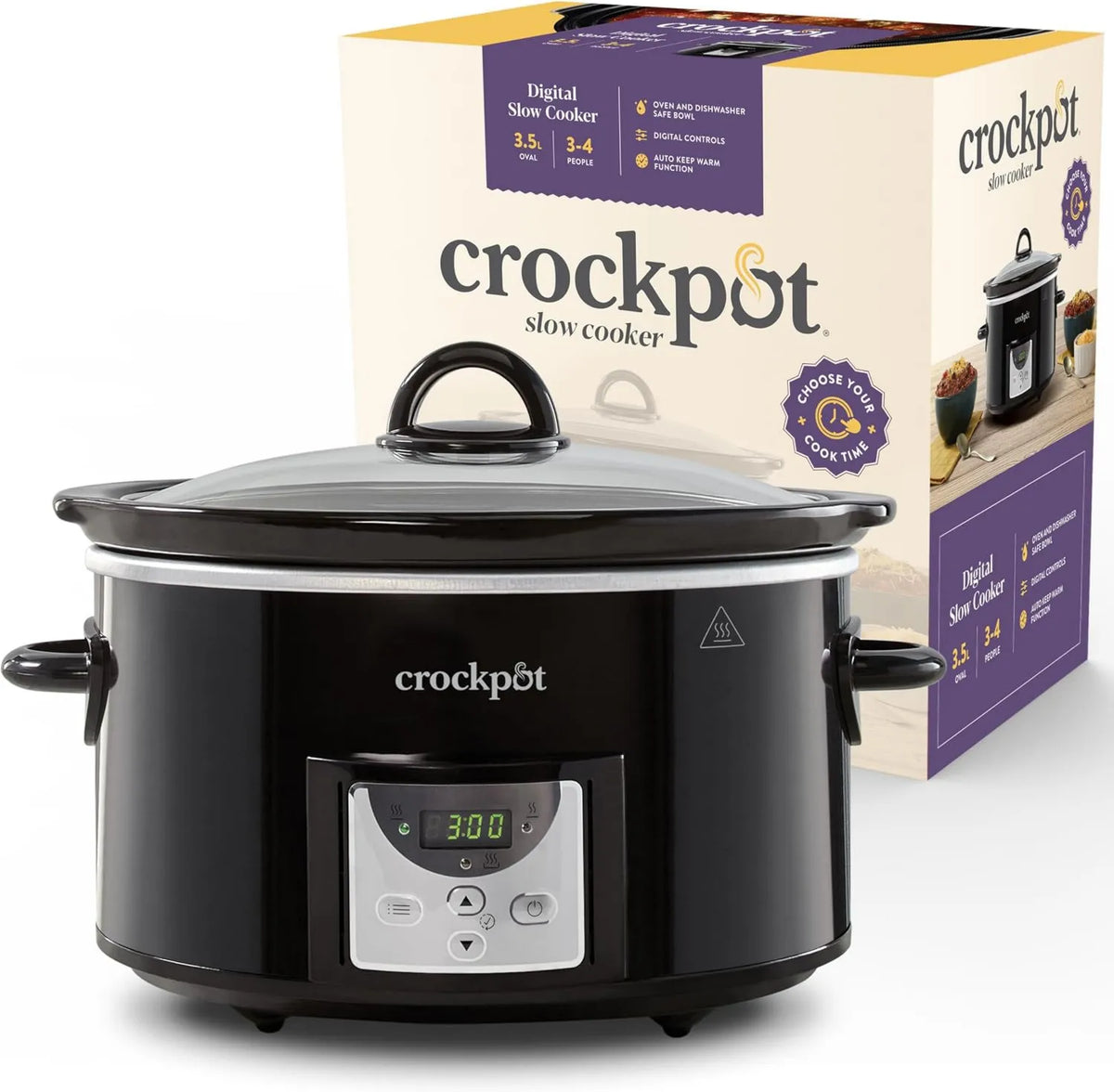 CROCK-POT, EU 2 gniazdo CSC113X, 3, 5 l, zegar, czarny, maszyna Crock- Pot cyfrowy Mijot