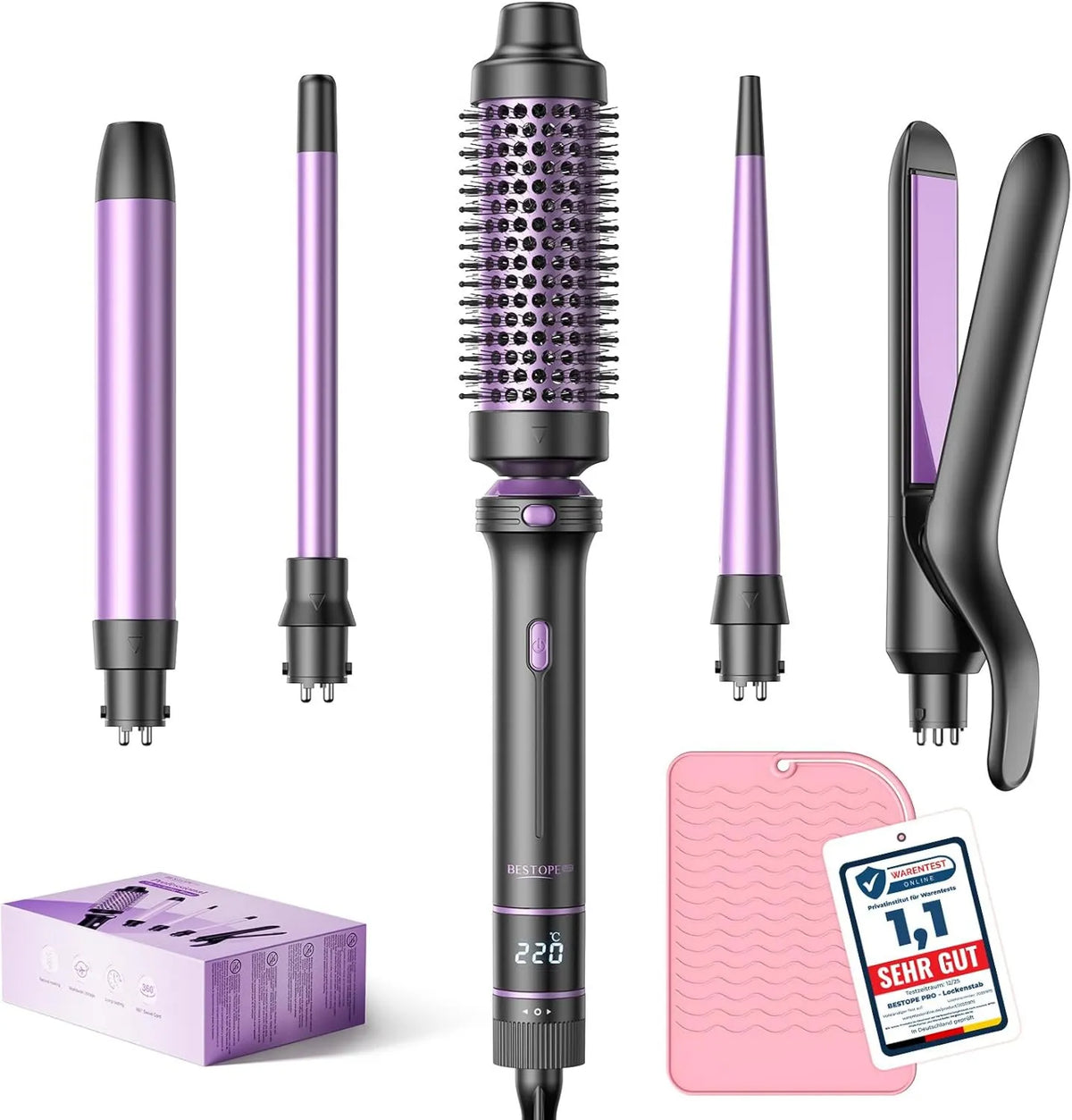 BESTOPE PRO, Prostownica do włosów PRO 5 mm- 25, prostownica żelazo, 2 strefy temperatury, Bestope zapięcie włosów w 1 mm-25