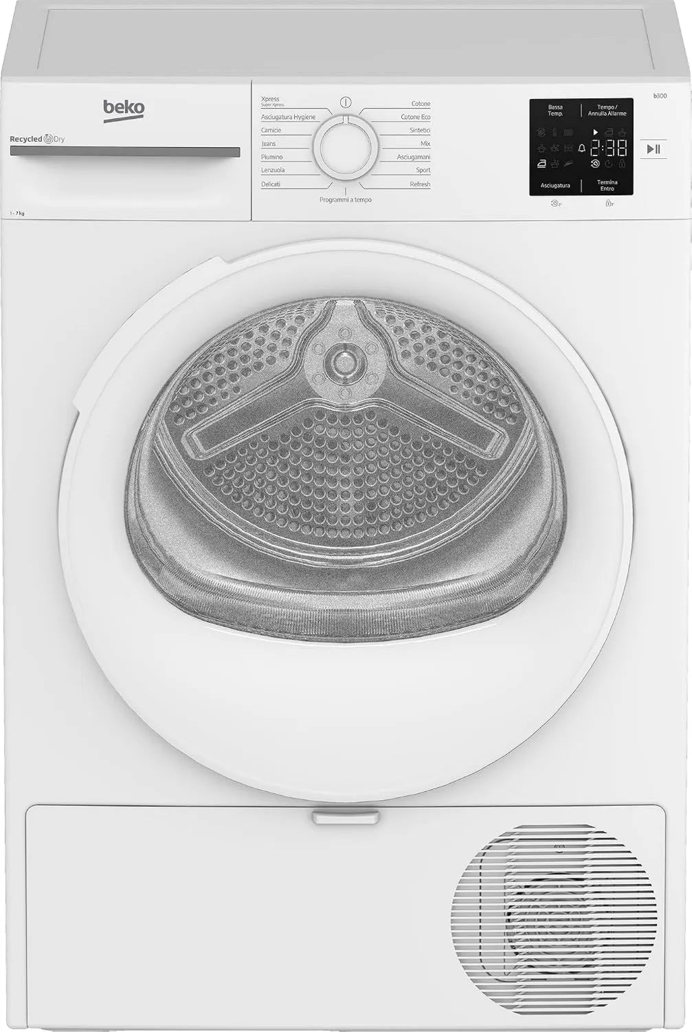 Beko BMT73EW, 54,5 cm, 84,6 x 59,8 x 54,5 cm, 12 programów, funkcja pary, suszarka wolnostojąca, wyświetlacz cyfrowy, terapia parowa