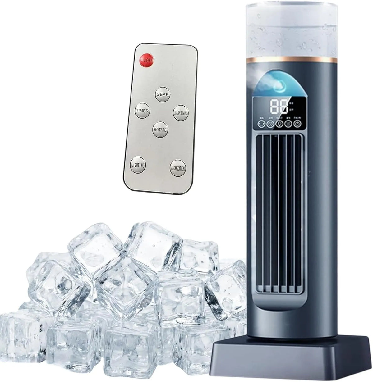 Générique, Wentylator, oscylacja 110 ° USB, duży zbiornik, dekoracja salonu, USB, tłumik, czarny, zbiornik wodny 230 ml