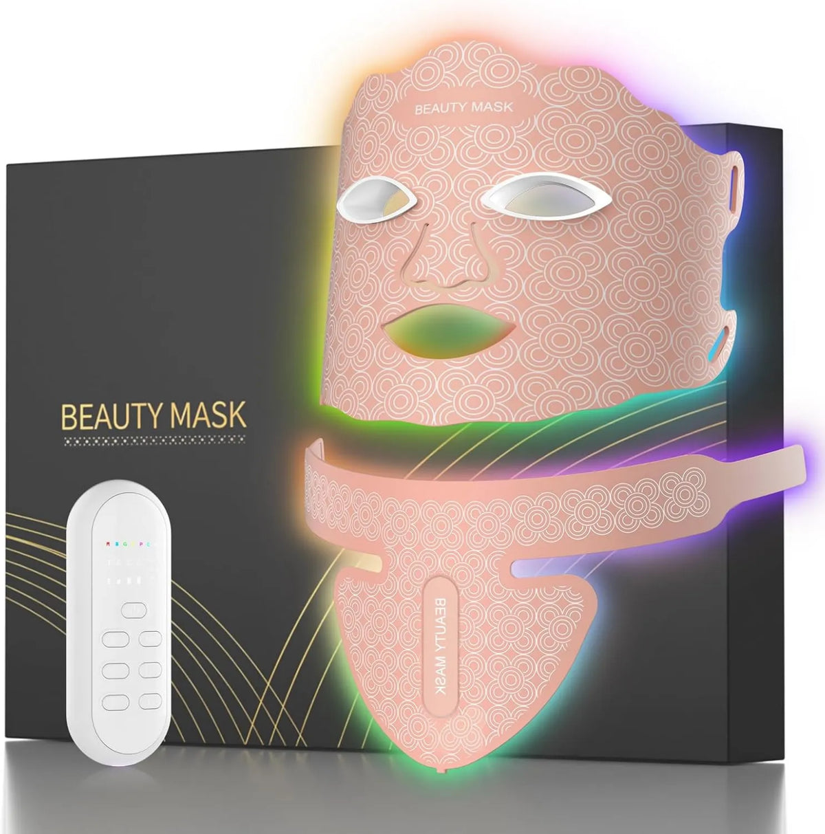 prxxhri, 630nm 460nm Skóra farmy, Szal Teint, dla Beauty Home Anti-Age, Maska twarzy i szyi LED Lekka terapia 7 Kolory, Czerwone światło 630nm