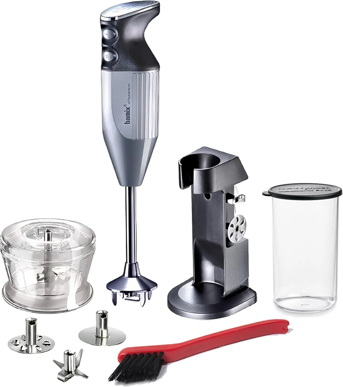 bamix blender ręczny, Mikser M200, 200 W, srebro, 3 bity, blender elektryczny, Wtyczka zestaw Chefs ulubione z obsługą