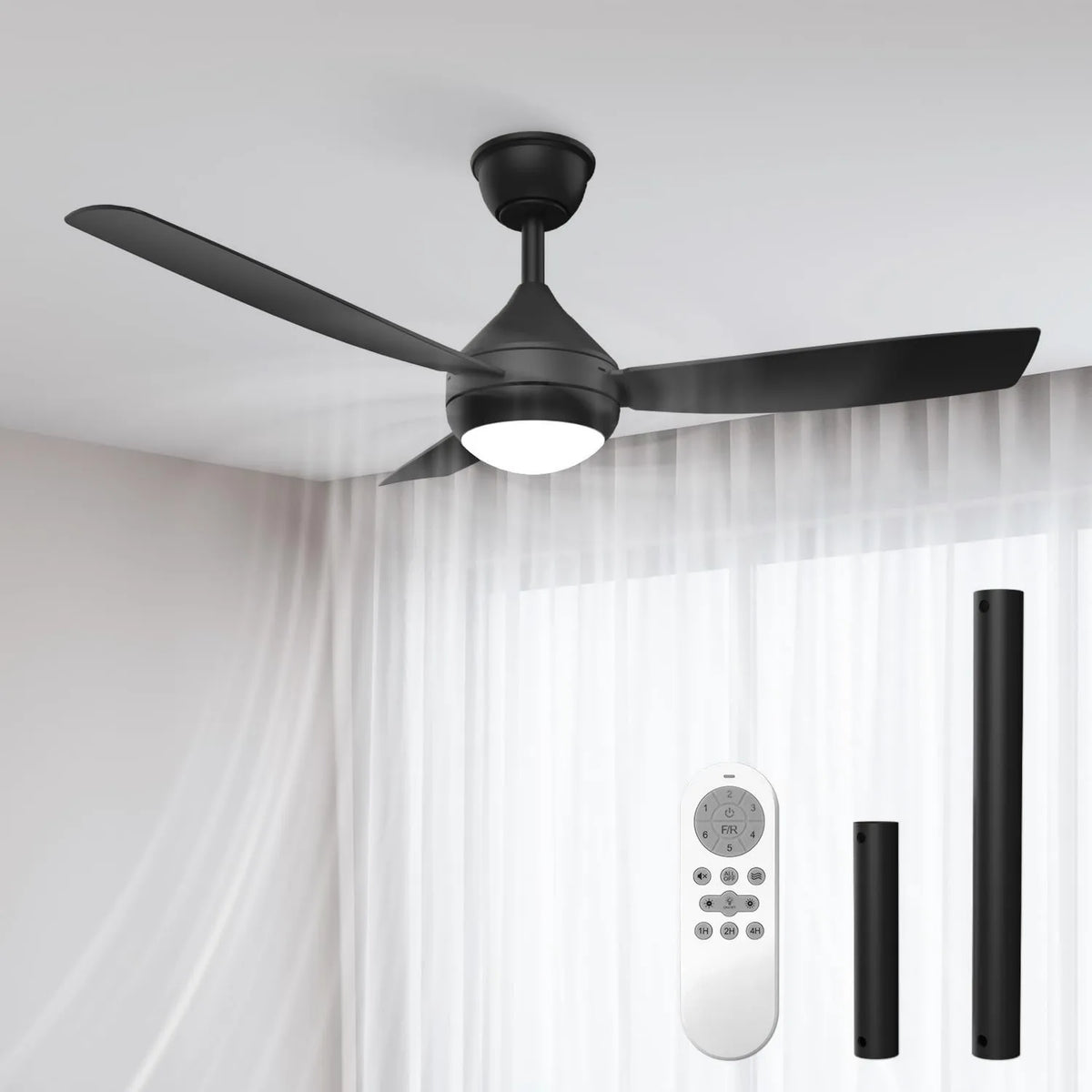 Airwit, Wentylator, 106 cm, dekoracja salonu, płyta IPS, tłumik, czarny, 3 palety klipsera