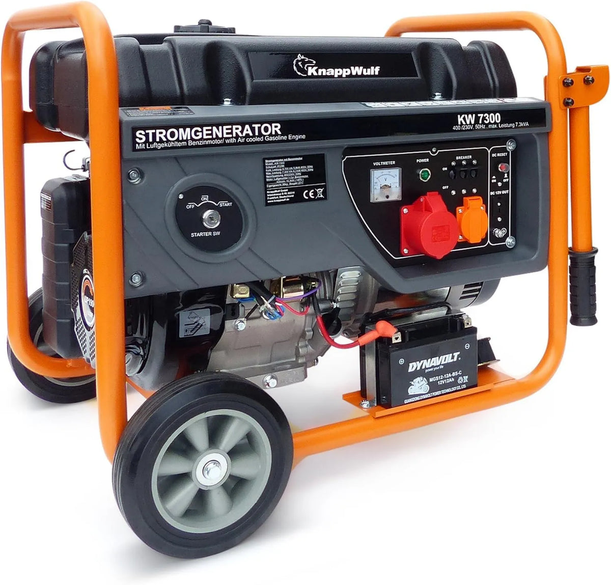 KW7300 generator prądu, 6,3 kW, KnappWulf 3-fazowy generator benzyny, agregat prądotwórczy 6,3 kW, ze zbiornikiem paliwa 25 l