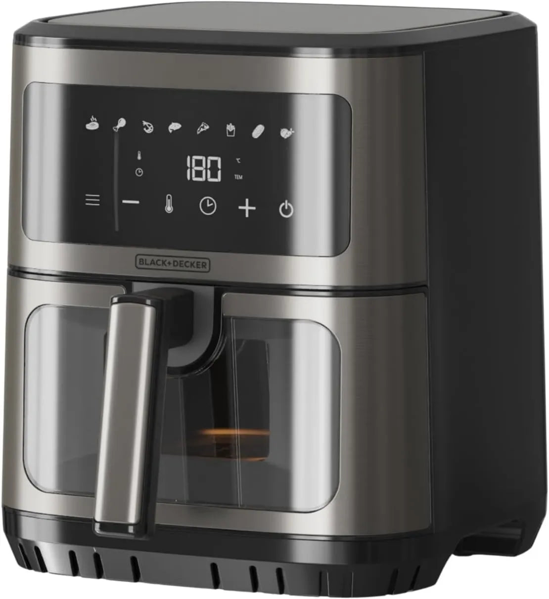 BLACK+DECKER frytkownica beztłuszczowa, czarny+DECKER, czarny+DECKER czarny+DECKER czarny+DECKER Czarny + Decker BXAF2501E, 6.5 l, 1600 W, 8 programów, 80 do 200°C, dotyk, zegar, 2 strefy temperatury, czarny