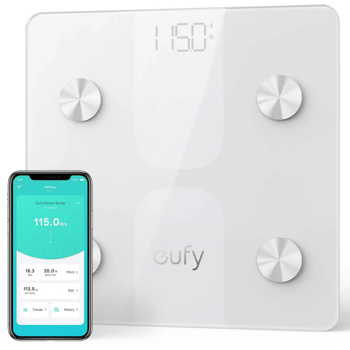 eufy, Balance, biały, 150 kg, Smart, Smart Scale C1 Dynamometr ciała Równowaga Max zakres ważenia