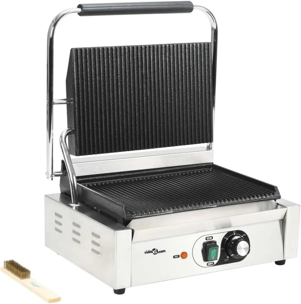 GeenYuu grill elektryczny, Grill, grill panini i croque- monsieur, 43 x 30, 5 x 20 cm, 2200 W, żeliwo, wyjmowane, 2 strefy temperaturowe, stal nierdzewna, do grillowania