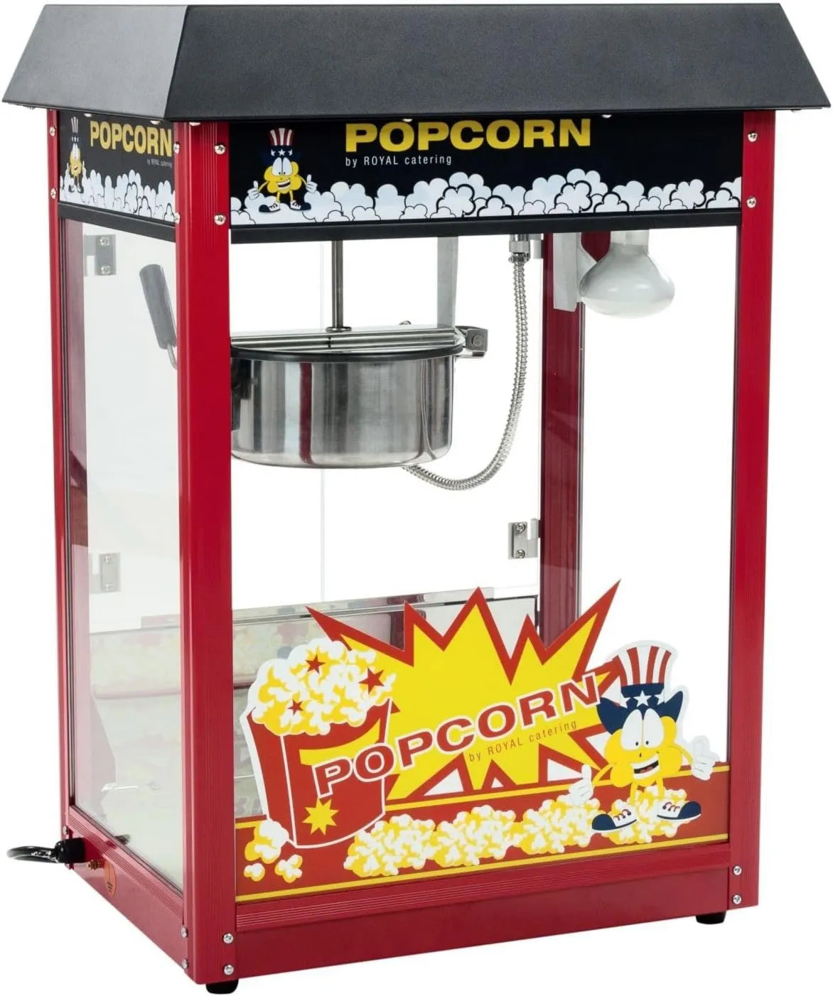 Royal Catering, RCPS- 16E Popcorn maszyna, 18 cm, 1500 W, 5 kg, 16 l / h, profesjonalny, catering, powłoka non@-@ stick, czarny RCPS-16E