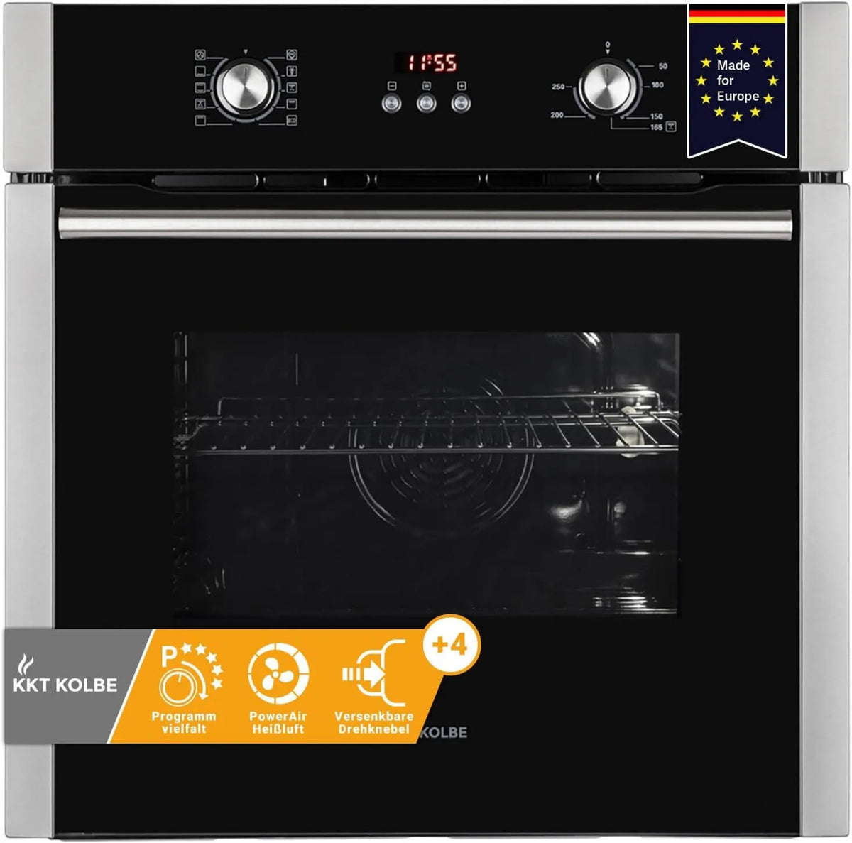 KKT KOLBE piekarnik do zabudowy, Piec elektryczny 3 kW BO8805SS, 60 cm, 70 l, wbudowany, zegar, zamek, automatyczny zegar, gorące powietrze, podwójne szyby izolacyjne