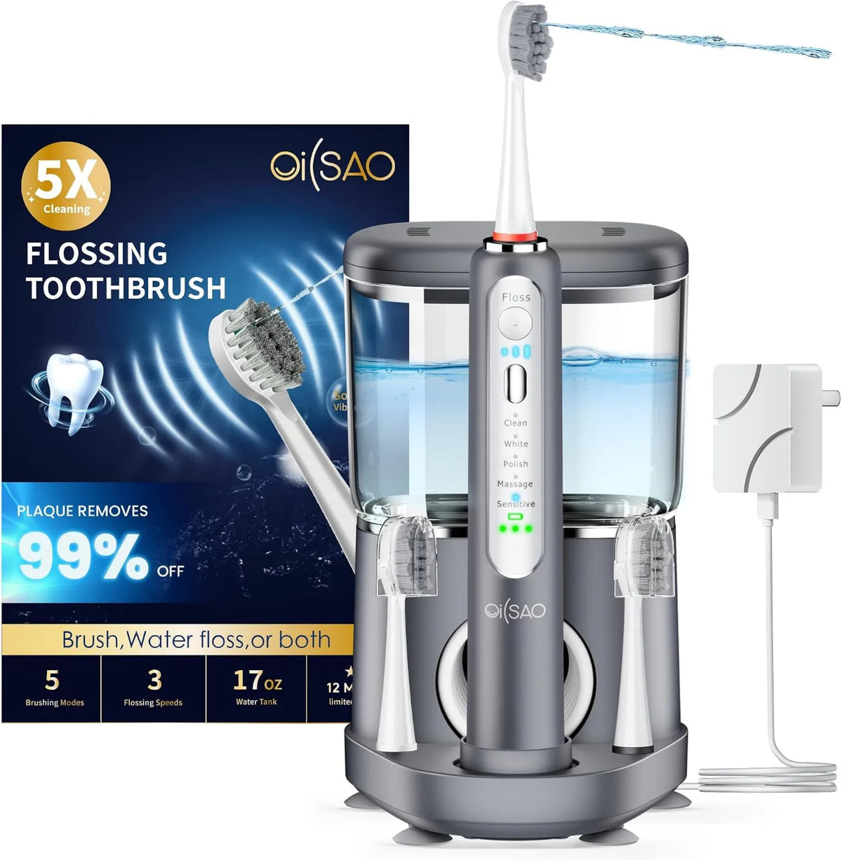 OILSAO, Szczotka, szczoteczka do zębów do wielokrotnego napełniania, elektryczny hydropuls dentystyczny, do czyszczenia zębów