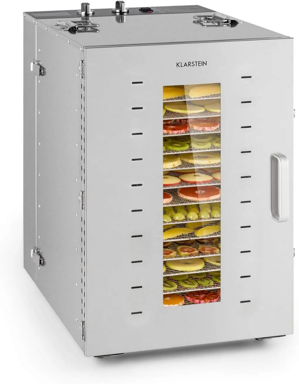 KLARSTEIN suszarka do żywności, 3: 00 Suszarka, odwodniona żywność, 1500 W, 40 do 90°C, licznik, stal nierdzewna, 16 Płyty