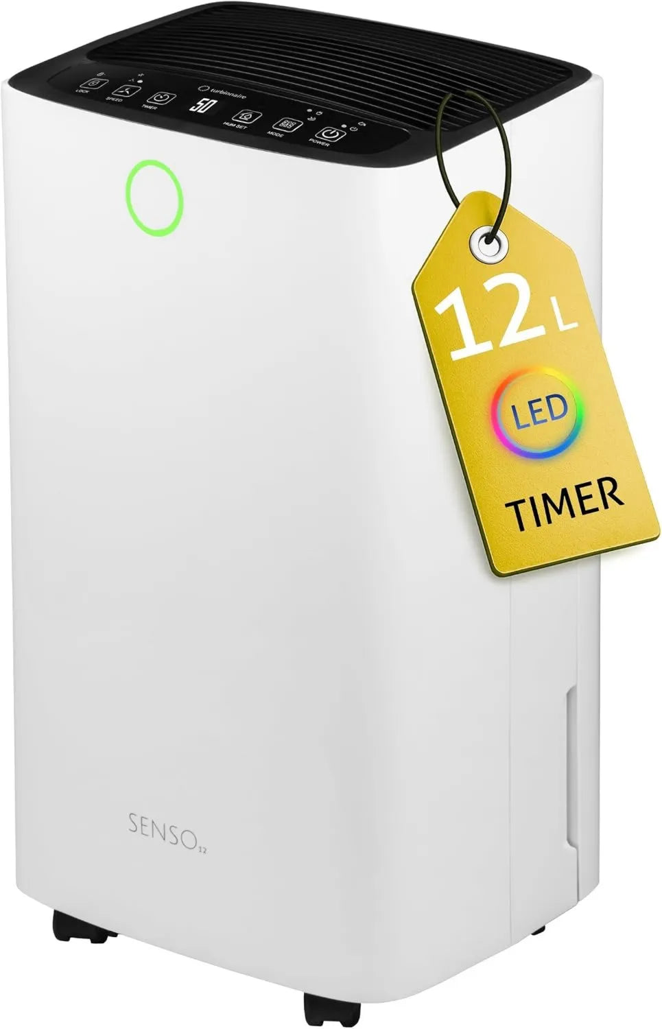 Turbionaire osuszacz powietrza, Suszarka 12 l / dzień, 2 l, zegar, duży zbiornik, tłumik, Turbior Senso 12 Suszarka powietrza Compact, 20- 35 m² pokój 12 l/jour