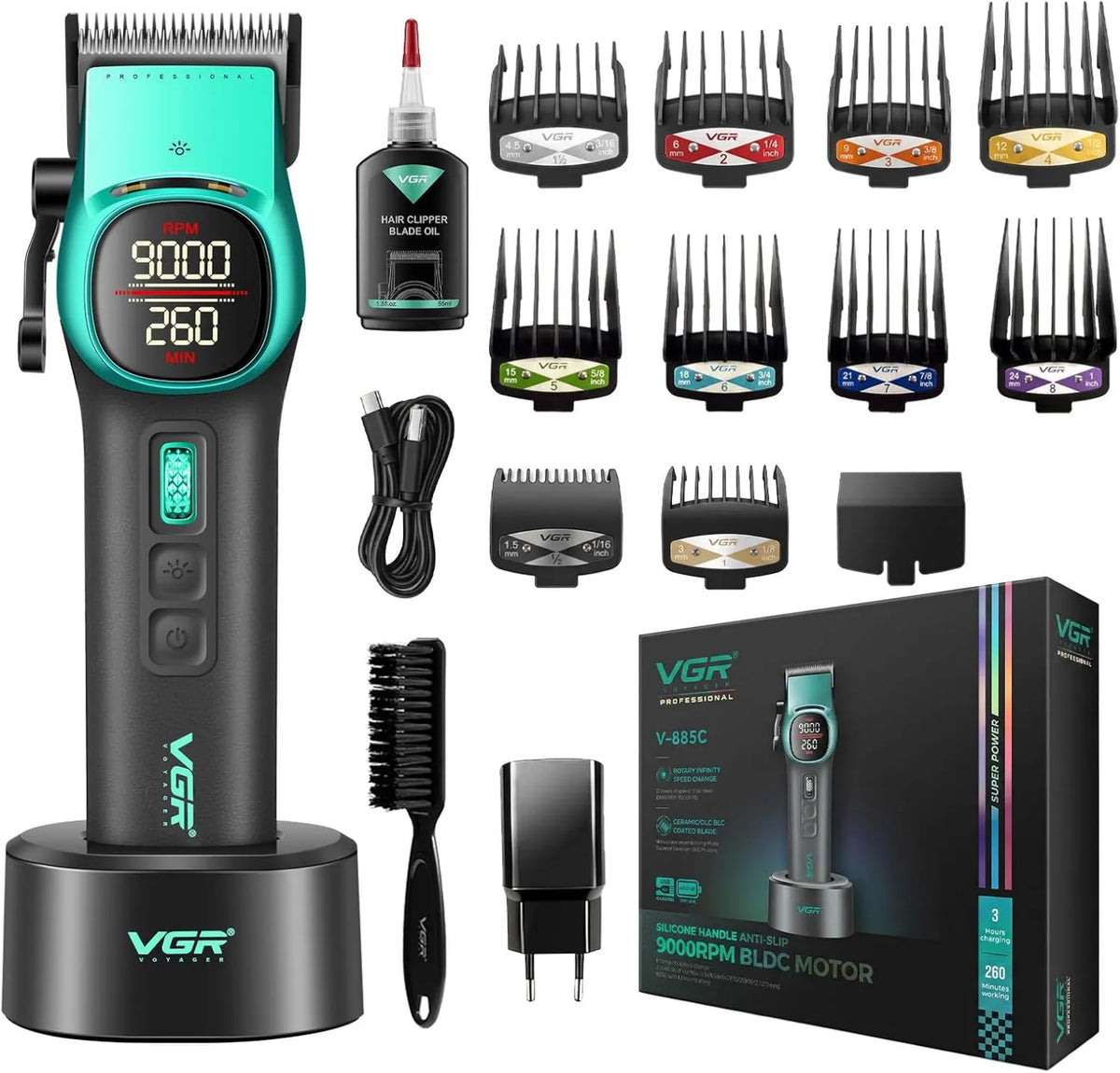 VGR maszynka do strzyżenia, 885C 885C Kosiarka męska profesjonalna z 21 regulowanymi prędkościami