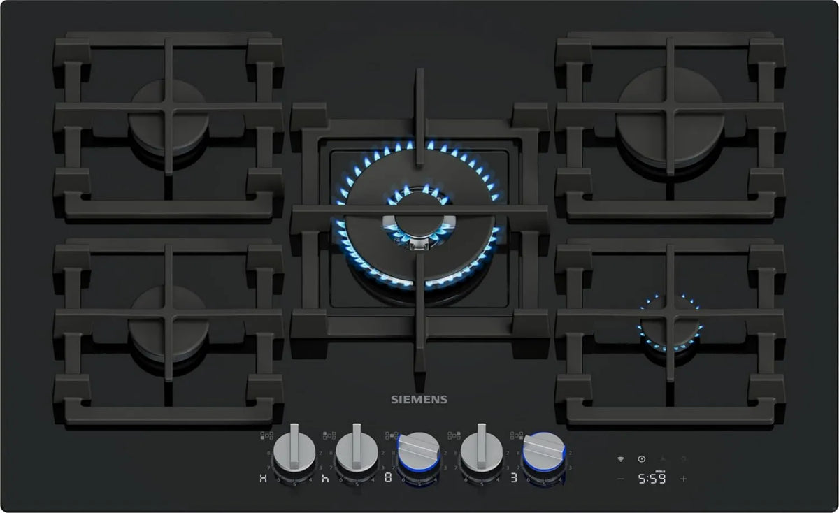 SIEMENS płyta grzewcza, iQ700 ER7A6RH40 Płyta gazowa, 75 cm, Dom Connect, wymienne, piec gazowy, technologia StepFlame, kuchenka mikrofalowa