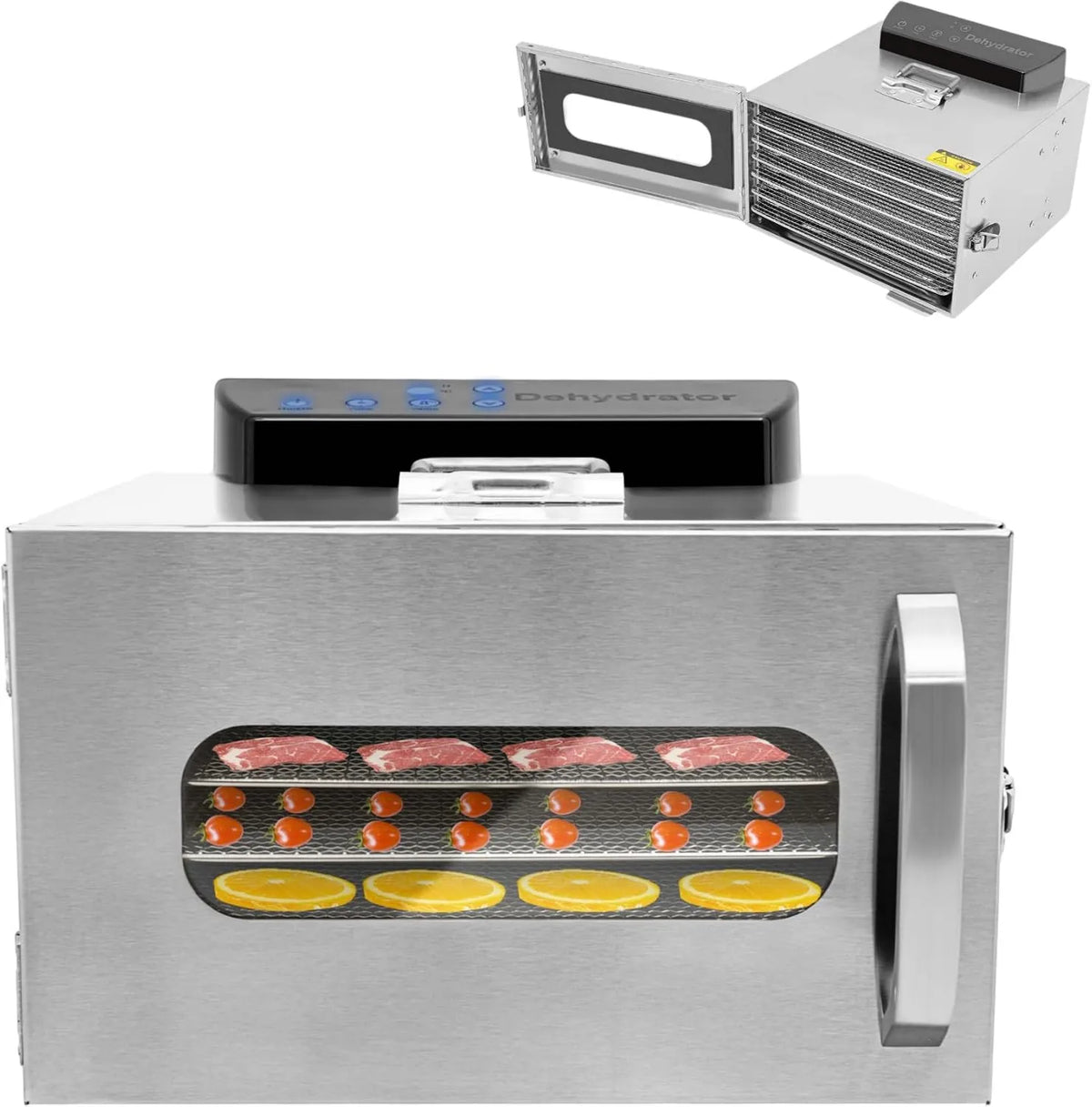 CUMELLIIR suszarka do żywności, Suszarka 24h, 400 W, 30 do 90°C, licznik, stal nierdzewna, regulacja temperatury 30- 90°C