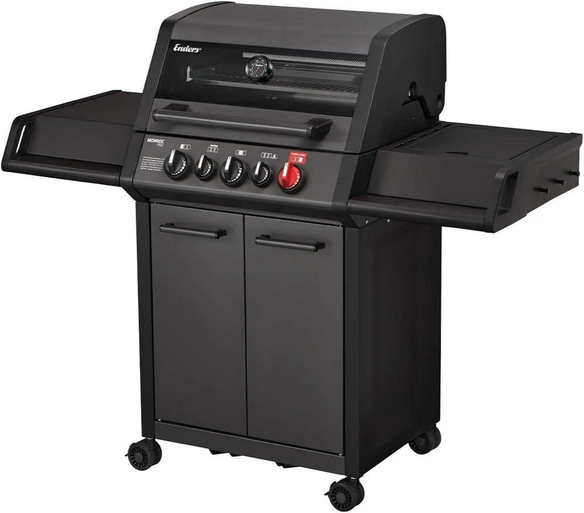 Grill gazowy, 3 palniki, funkcja grilla, Enders MONROE Pro 3 SIK Turbo Shadow, grill gazowy 838133, Steak Turbo Zone, Simple Clean