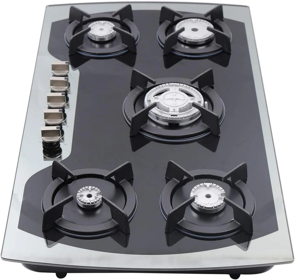 Kaibrite płyta grzewcza, Płyta gazowa, 35, 4 cali, 5 palników, piec gazowy, czarny, 4 'Szkło trempe, ceramiczna z aluminium Burner