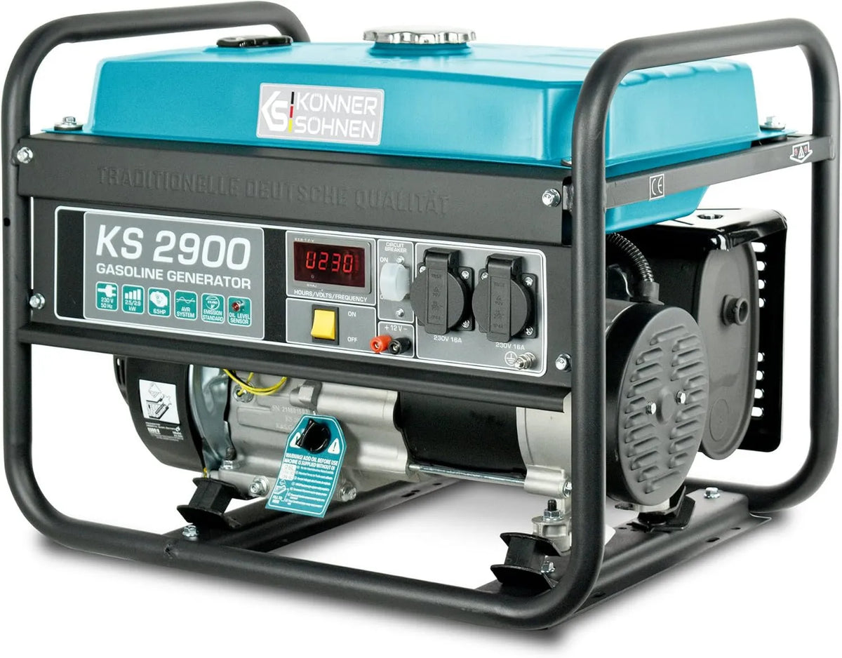 KS 2900 generator prądu, 230 V, 2 x 16, K&S Könner&Söhnen generator benzynowy, awaryjny agregat prądu 2900 W, zabezpieczenie przed