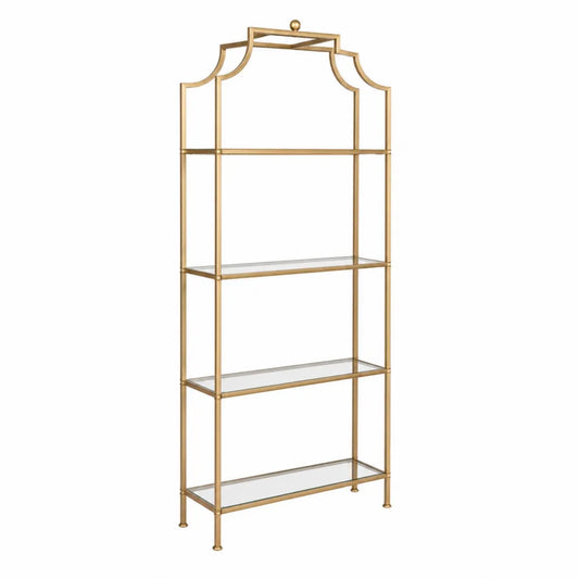 Regał z metalu złoty ze szkłem hartowanym 180cm x 80cm x 30cm
