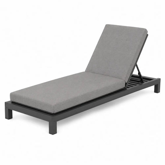 Leżanka aluminiowa z regulowanym oparciem szara 200 cm na 65 cm