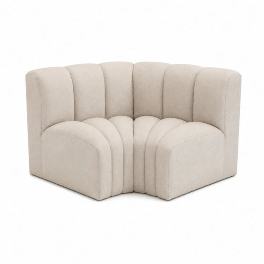 Narożna sofa z tkaniny, drewno, beżowa