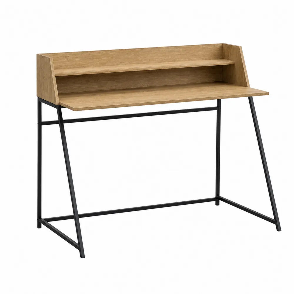 Biurko prostokątne z półkami z płyty MDF i metalu 120x60x90 cm