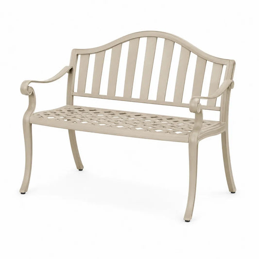 Ławka Ogrodowa Metalowa Kremowa 128cm