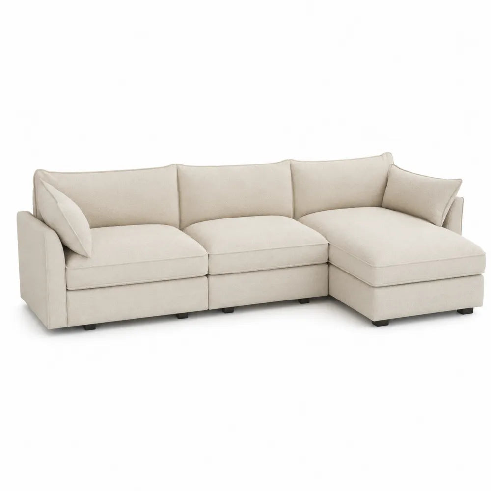 Narożnik tapicerowany bawełna beżowy 300x150x85 cm