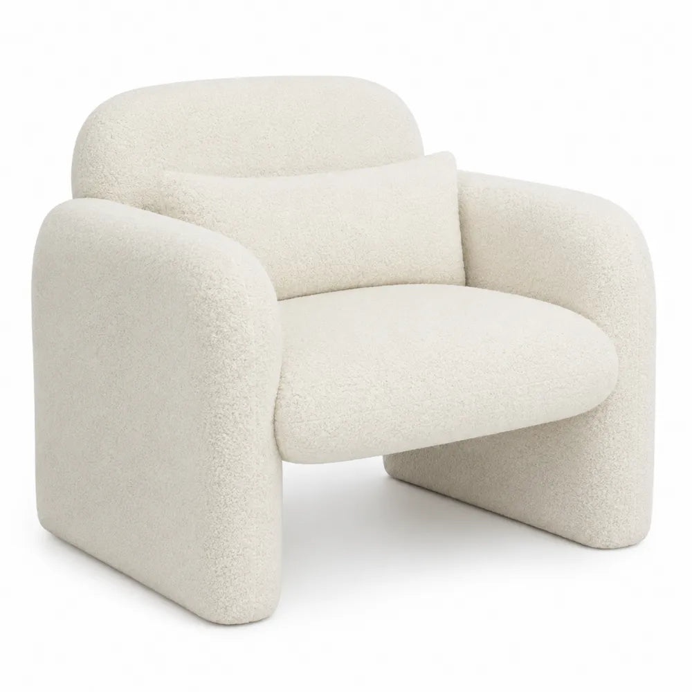 Fotel z tkaniny bouclé szerokość 85 cm