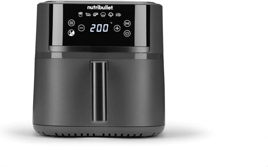 NutriBullet frytkownica beztłuszczowa, Zmywarka, 6 l, 1700 W, nutrillet NBA0611DG, dotyk, czarny, temperatura cyfrowa 80- 200 °, powietrze Fryper Hot 6 l, bez PFAS