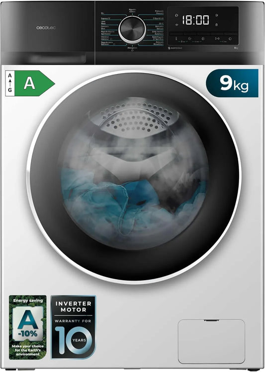 Cecotec pralka, Bolero DressCode 7150, 12 programów, 7 kg, klasa energetyczna A, blokada, Inwerter, para Max, 1400 tr, min, Drum Clean