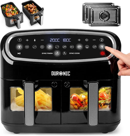 AF24 frytkownica, 2400 W, 10 programów, sterowanie dotykowe, Duronic Frytkownica powietrzna 2400 W, pojemność 10 l dla całej rodziny