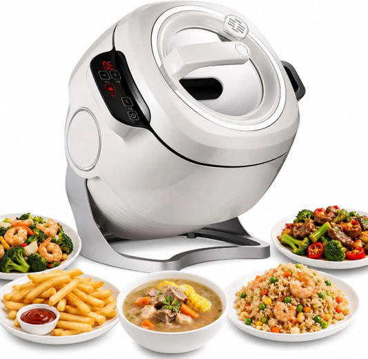 BOOZXCV, Grzejnik elektryczny, 6 l, efekt 3D, profesjonalny, automatyczny robot gotowania 6 l z 360 ° Wok rotacyjny, zbiornik non- stick